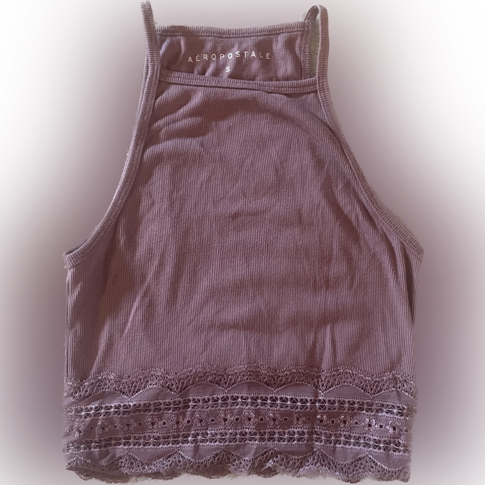 Aeropostale Dusty Pink Lace Trim Crop Top
